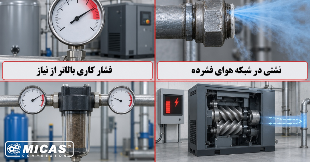 عوامل افزایش دهنده میزان مصرف برق کمپرسور صنعتی